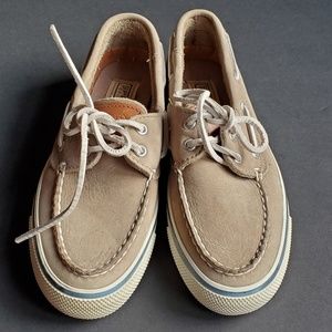 Women's Sperry Greige Leather Top Sider Boat Shoes